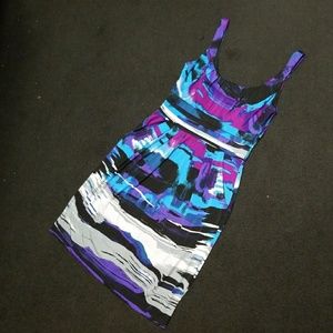 Bisou Bisou cute purple & blue dress w/ pockets